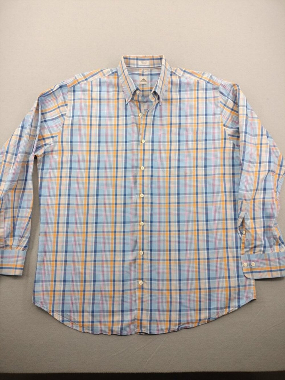 Peter Millar Dress Shirt Men Size XL Long Sleeve Checkered Button Up Window Pane